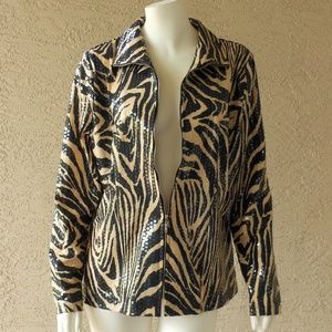 💖MISOOK Vintage Black & Tan Zebra Print Jacket